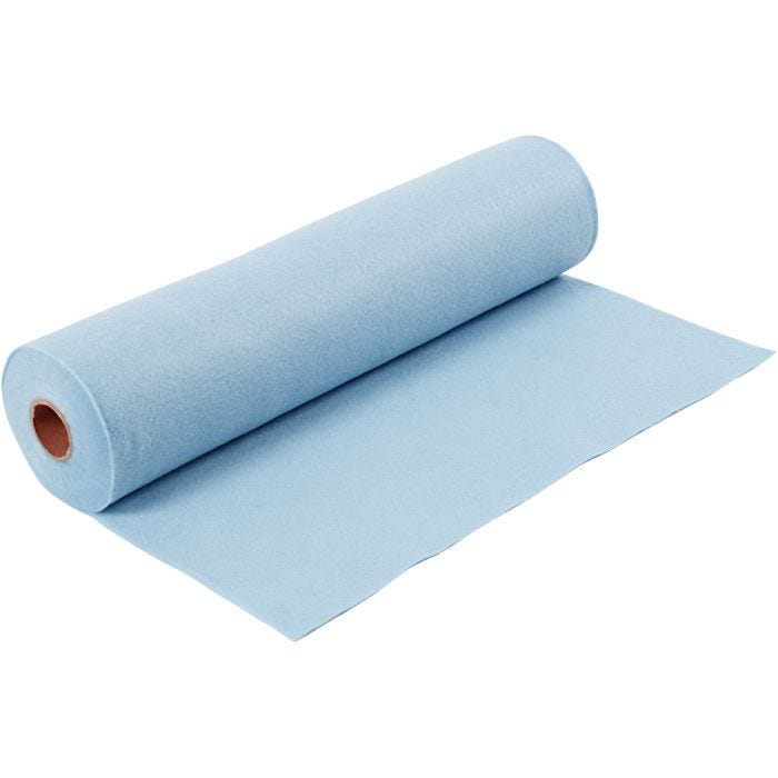 Feltro artigianale, L: 45 cm, spess. 1,5 mm, 180-200 g, azzurro, 5 m/ 1 rot.