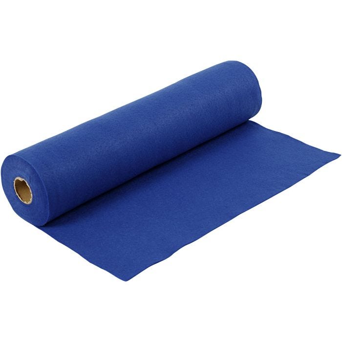 Feltro artigianale, L: 45 cm, spess. 1,5 mm, 180-200 g, blu, 5 m/ 1 rot.