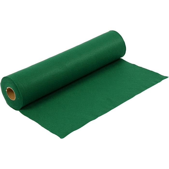 Feltro artigianale, L: 45 cm, spess. 1,5 mm, 180-200 g, verde, 5 m/ 1 rot.