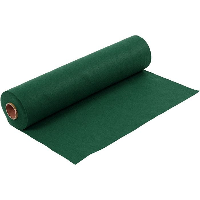 Feltro artigianale, L: 45 cm, spess. 1,5 mm, 180-200 g, verde scuro, 5 m/ 1 rot.