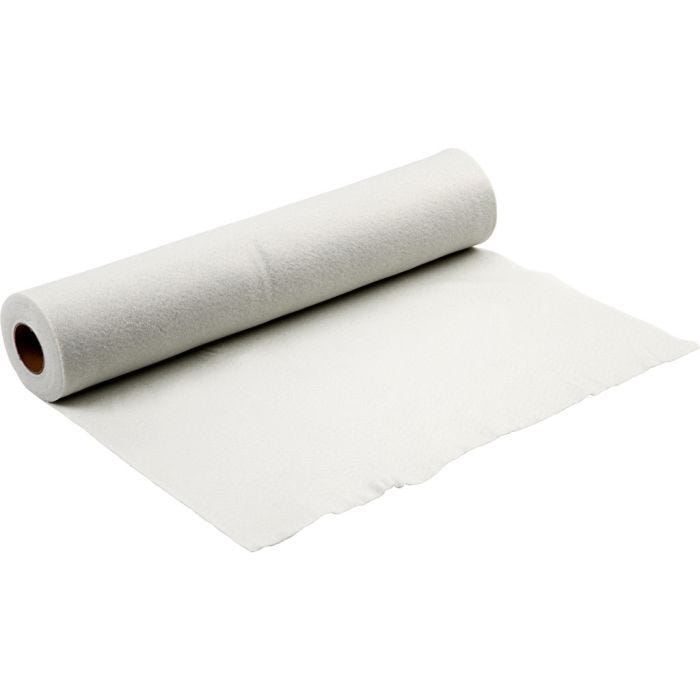 Feltro artigianale, L: 90 cm, spess. 1,5 mm, bianco, 5 m/ 1 rot.