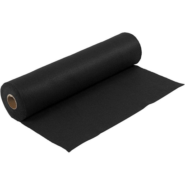 Feltro artigianale, L: 45 cm, spess. 1,5 mm, 180-200 g, nero, 5 m/ 1 rot.