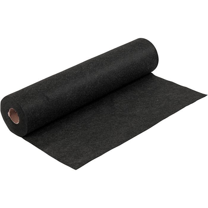 Feltro artigianale, L: 45 cm, spess. 1,5 mm, ruvido, 180-200 g, nero, 5 m/ 1 rot.