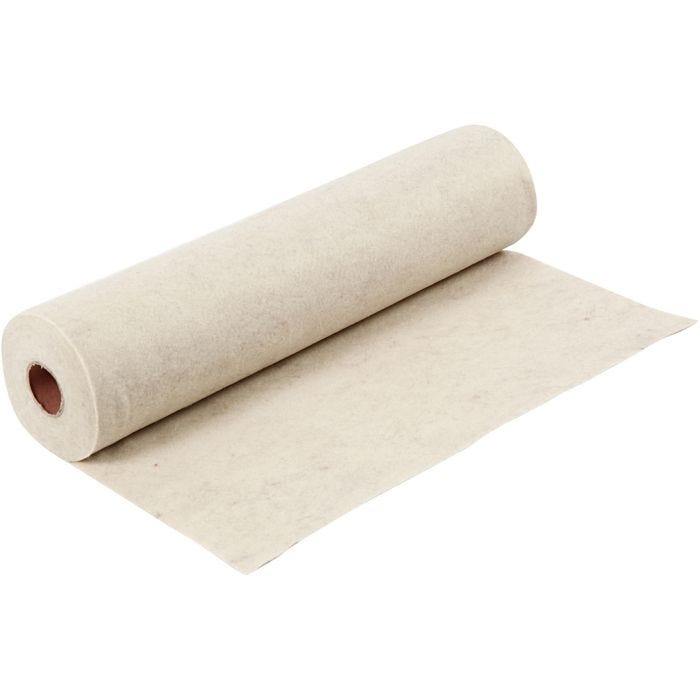 Feltro artigianale, L: 45 cm, spess. 1,5 mm, ruvido, 180-200 g, avorio, 5 m/ 1 rot.