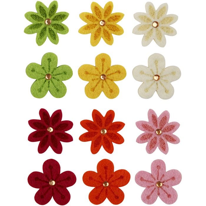 Fiori di feltro, diam 30 mm, spess. 2,5 mm, 120 pz/ 1 conf.