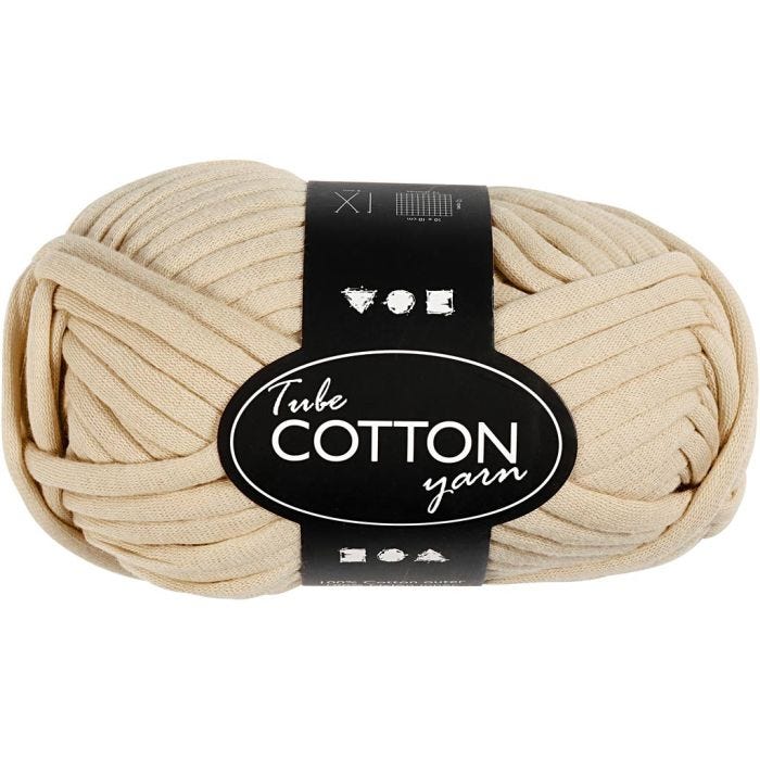 Filo tubolare in cotone, L: 45 M, beige, 100 g/ 1 gom.