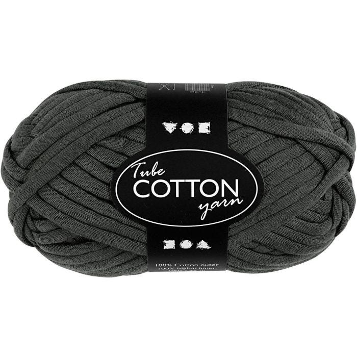 Filo tubolare in cotone, L: 45 M, grigio scuro, 100 g/ 1 gom.