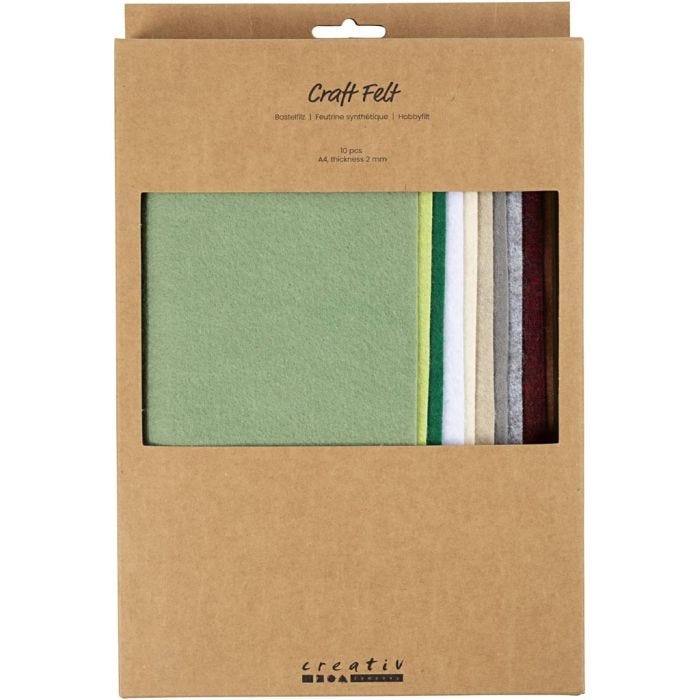 Feltro artigianale, A4, foglio 210x297 mm, spess. 2 mm, natural, 10 pz/ 1 conf.