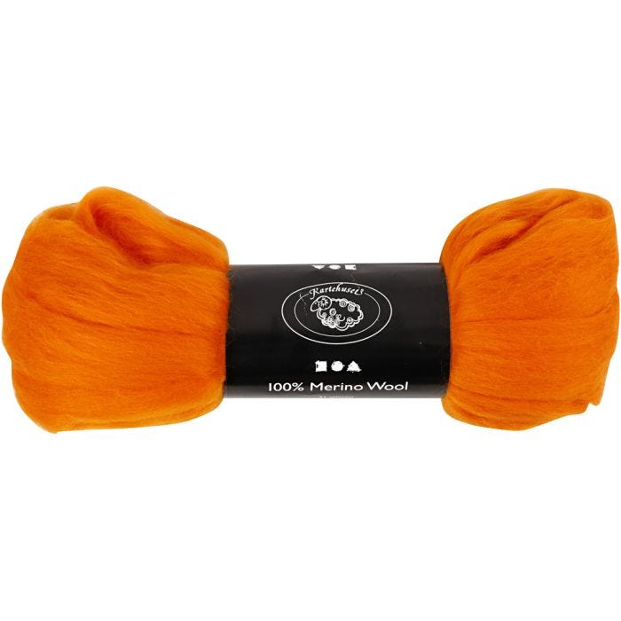 Lana Merino, spess. 21 my, arancio, 100 g/ 1 conf.