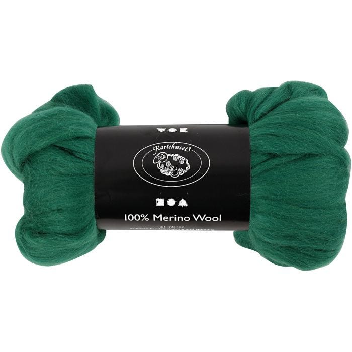 Lana Merino, spess. 21 my, verde, 100 g/ 1 conf.