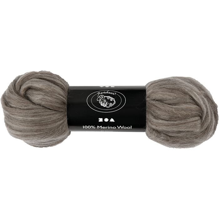 Lana Merino, spess. 21 my, grigio naturale, 100 g/ 1 conf.