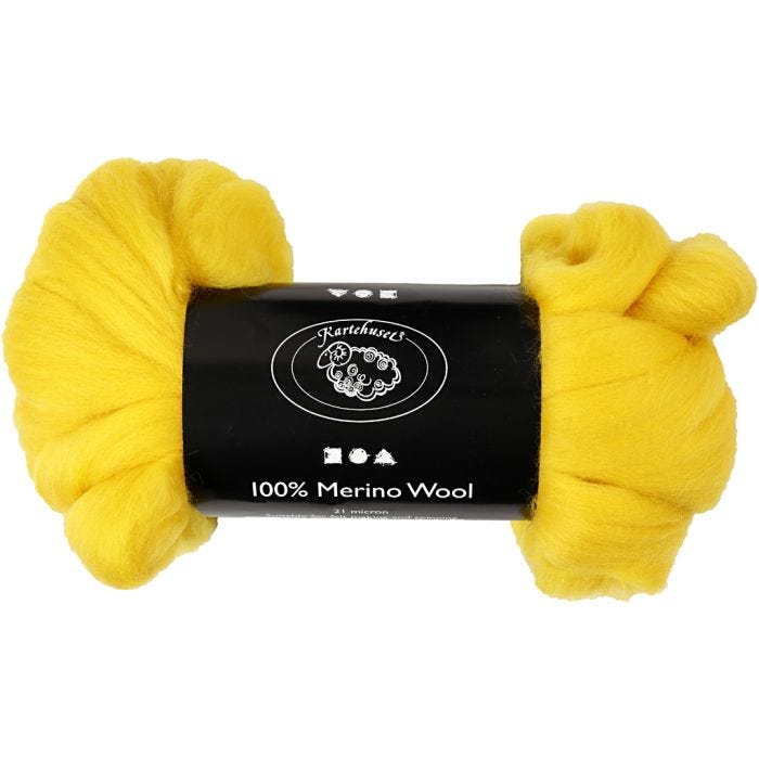 Lana Merino, spess. 21 my, giallo sole, 100 g/ 1 conf.