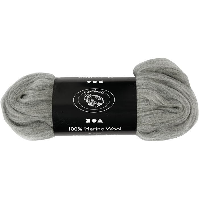 Lana Merino, spess. 21 my, grigio, 100 g/ 1 conf.