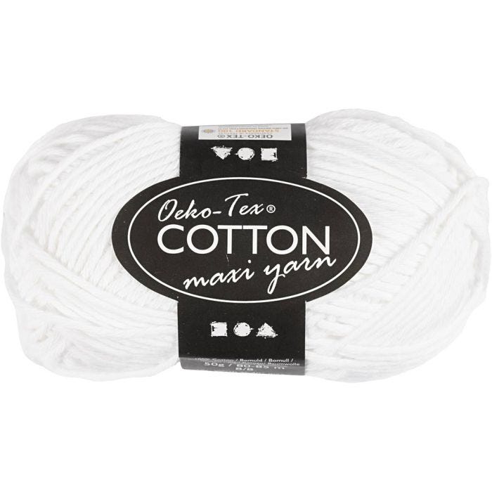 Filato in cotone, dim. 8/8, L: 80-85 M, bianco, 50 g/ 1 gom.