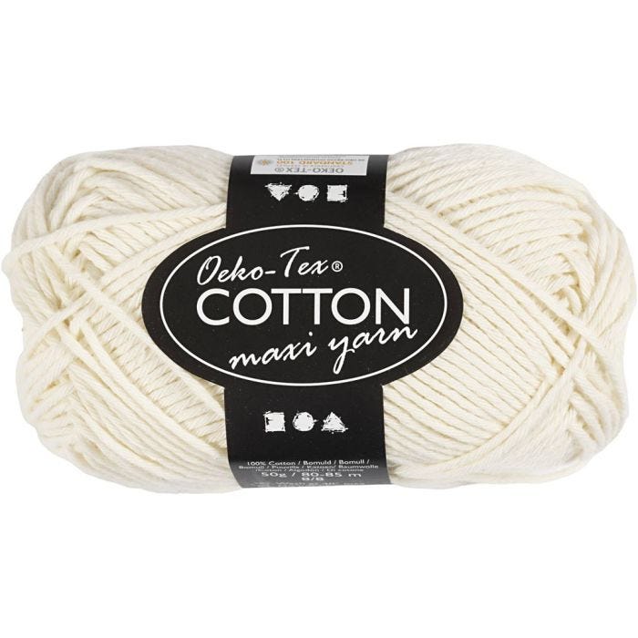 Filato in cotone, dim. 8/8, L: 80-85 M, avorio, 50 g/ 1 gom.