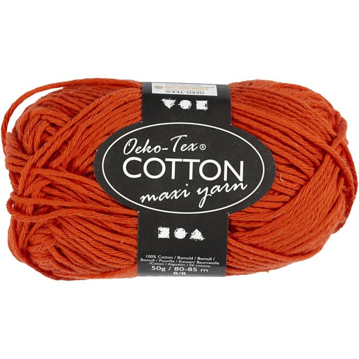 Filato in cotone, dim. 8/8, L: 80-85 M, usando ago 4-4,5, rosso, 50 g/ 1 gom.