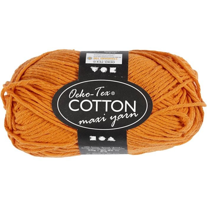 Filato in cotone, dim. 8/8, L: 80-85 M, arancio, 50 g/ 1 gom.