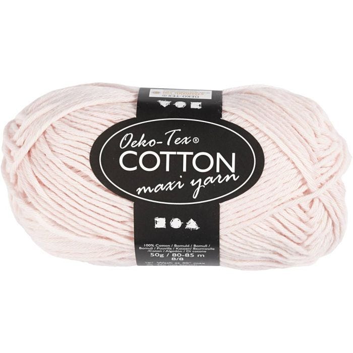 Filato in cotone, dim. 8/8, L: 80-85 M, rosa pallido, 50 g/ 1 gom.