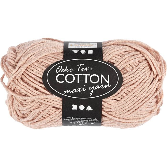 Filato in cotone, dim. 8/8, L: 80-85 M, cipria, 50 g/ 1 gom.