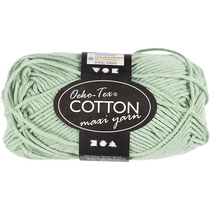 Filato in cotone, dim. 8/8, L: 80-85 M, verde menta, 50 g/ 1 gom.