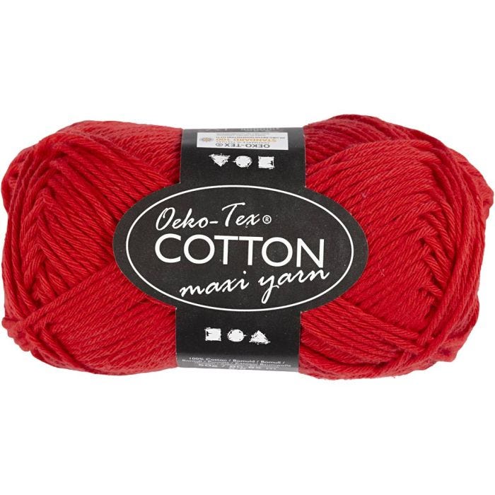 Filato in cotone, dim. 8/8, L: 80-85 M, rosso scuro, 50 g/ 1 gom.