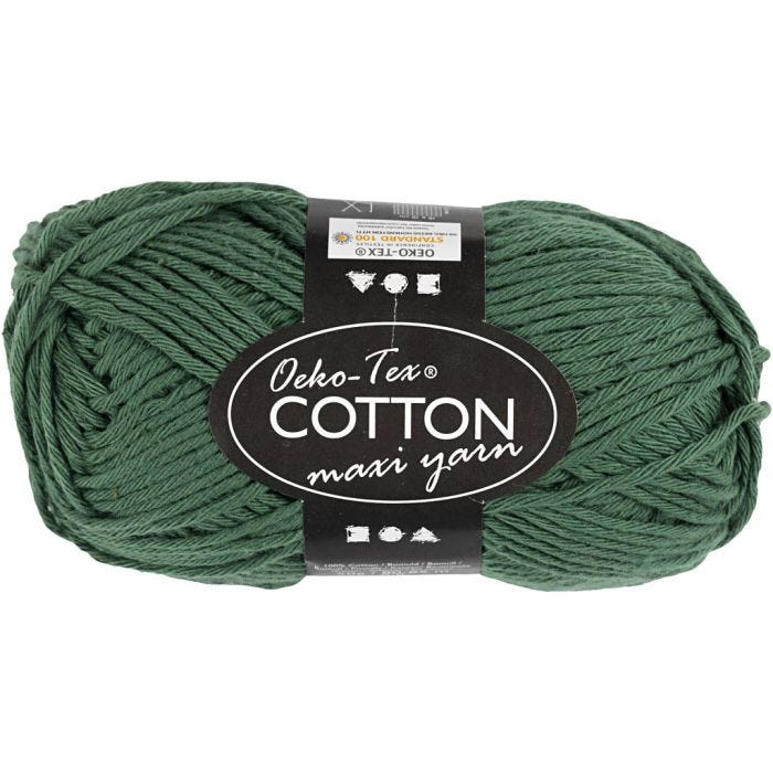 Filato in cotone, dim. 8/8, L: 80-85 M, verde scuro, 50 g/ 1 gom.