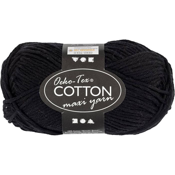 Filato in cotone, dim. 8/8, L: 80-85 M, nero, 50 g/ 1 gom.