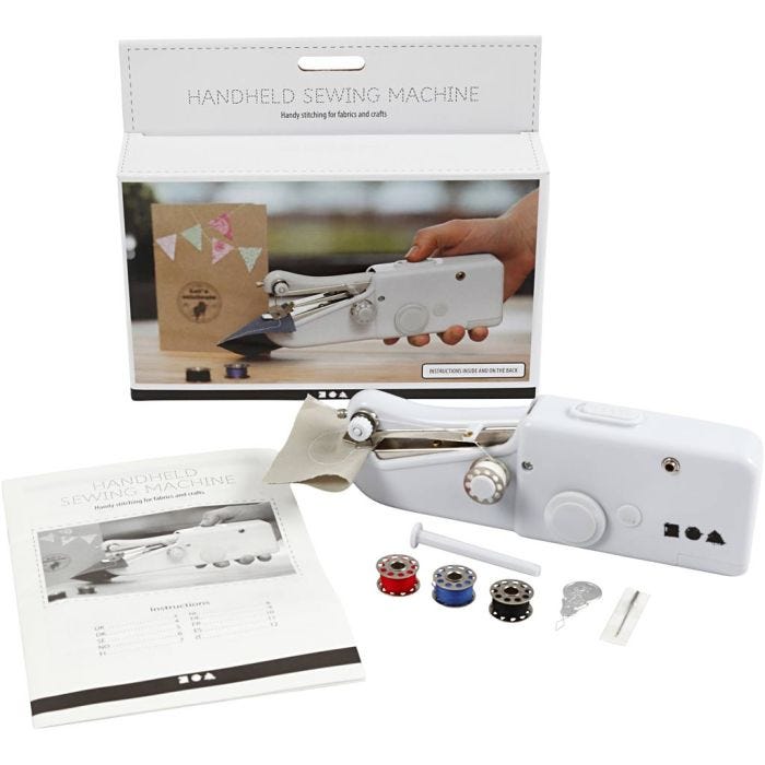 Macchina da cucire portatile, 6,7 cm, 20,5 cm, 3,5 cm, bianco, 1 pz