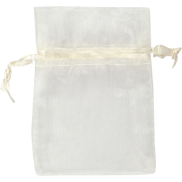 Sacchettini in organza, misura 7x10 cm, avorio, 10 pz/ 1 conf.