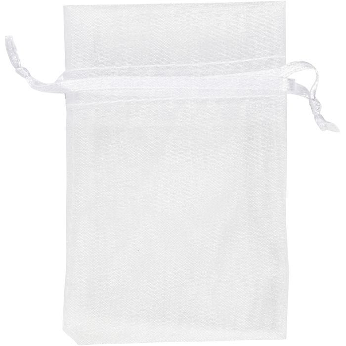 Sacchettini in organza, misura 7x10 cm, bianco, 10 pz/ 1 conf.