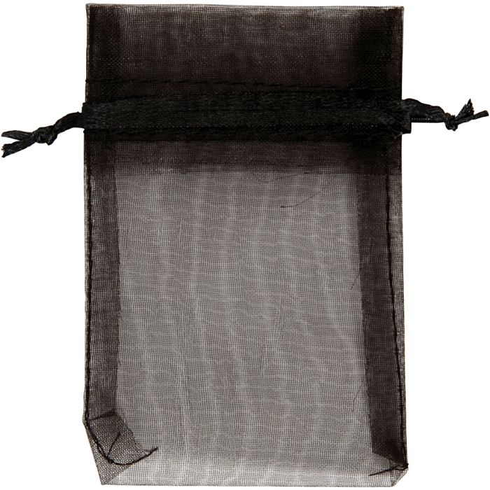 Sacchettini in organza, misura 7x10 cm, nero, 10 pz/ 1 conf.