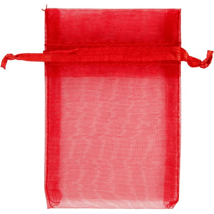 Sacchettini in organza, misura 7x10 cm, rosso, 10 pz/ 1 conf.