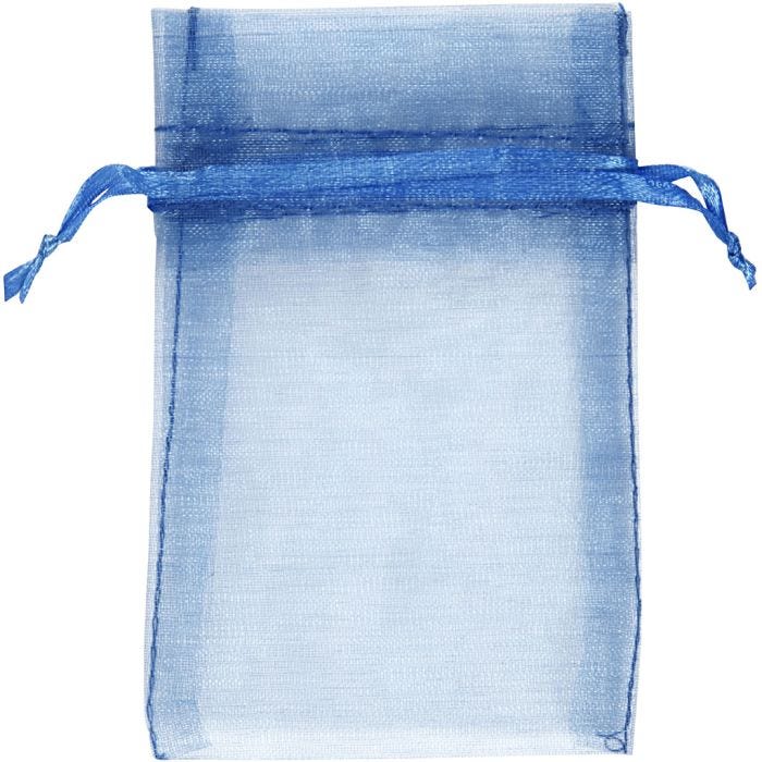Sacchettini in organza, misura 7x10 cm, blu, 10 pz/ 1 conf.