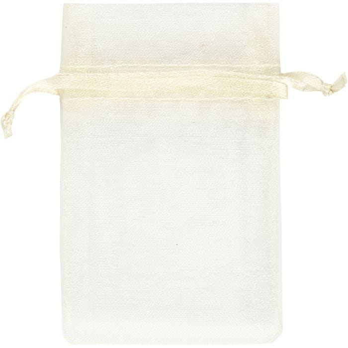 Sacchettini in organza, misura 7x10 cm, avorio, 10 pz/ 1 conf.