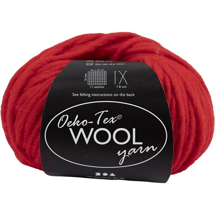 Filato, L: 50 M, rosso, 50 g/ 1 gom.