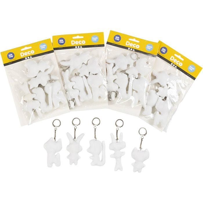 Figure di stoffa con anello portachiavi, H: 6-10 cm, 25 pz/ 1 conf.
