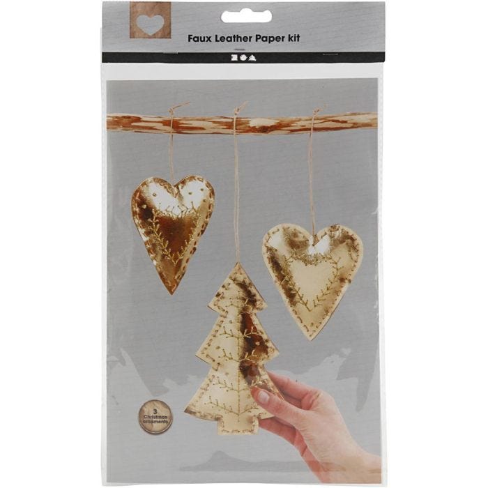 Ornamenti natalizi in finta pelle, 0,55 mm, oro, 1 set