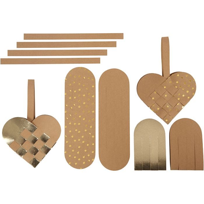 Cuori di carta in finta pelle, 0,55 mm, oro, 1 set