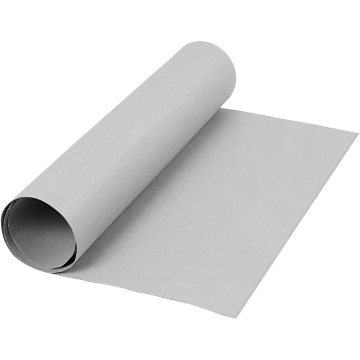 Carta in finta pelle, L: 50 cm, tinta unita, 350 g, grigio, 1 m/ 1 rot.
