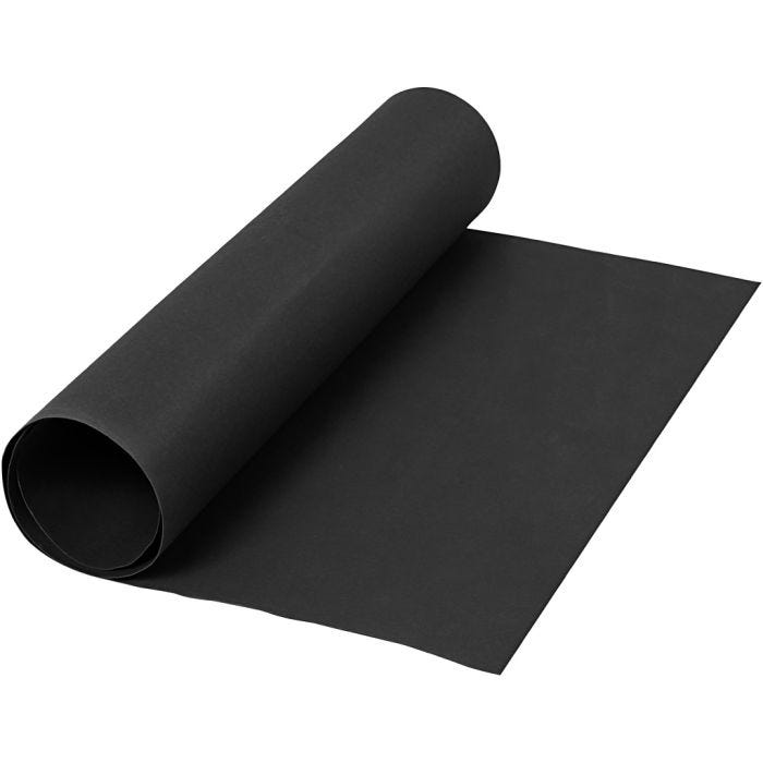 Carta in finta pelle, L: 50 cm, tinta unita, 350 g, nero, 1 m/ 1 rot.