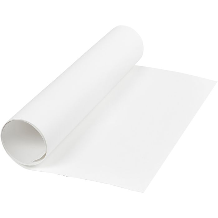 Carta in finta pelle, L: 50 cm, tinta unita, 350 g, bianco, 1 m/ 1 rot.