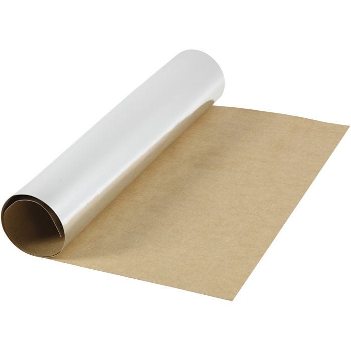 Carta in finta pelle, L: 49 cm, tinta unita,lamina, 350 g, argento, 1 m/ 1 rot.