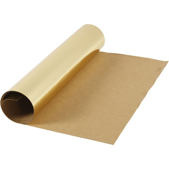 Carta in finta pelle, L: 49 cm, tinta unita,lamina, 350 g, oro, 1 m/ 1 rot.