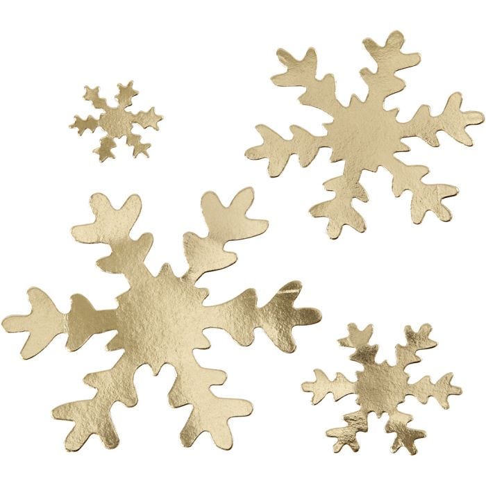 Fiocco di neve, diam 3+5+8+10 cm, 350 g, oro, 16 pz/ 1 conf.