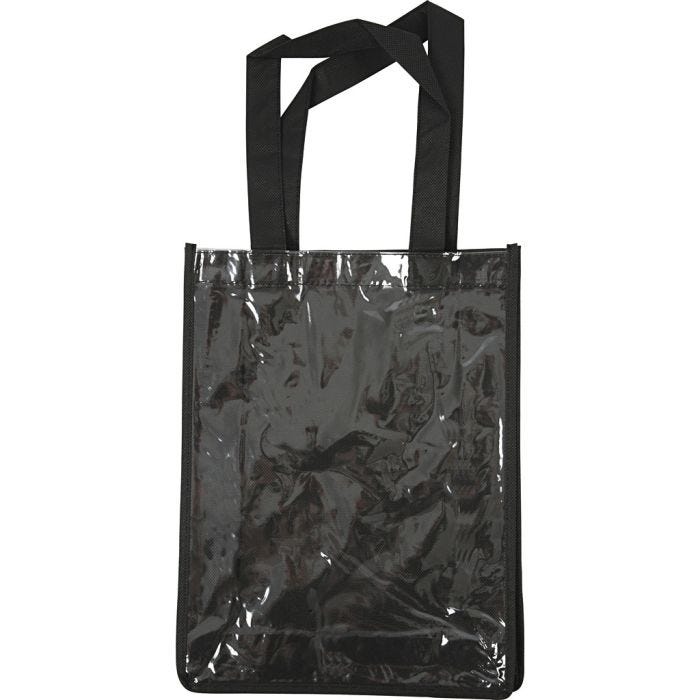 Borsa con parte anteriore in plastica, 30x23x7 cm, nero, 1 pz