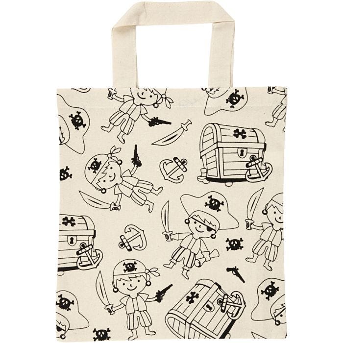 Shopping bag, pirati, misura 27,5x30 cm, 135 g, natural chiaro, 1 pz