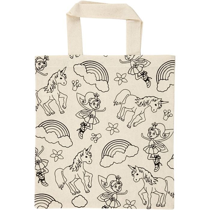 Shopping bag, unicorno, misura 27,5x30 cm, 135 g, natural chiaro, 1 pz