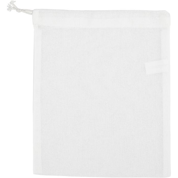 Sacchetto di stoffa, misura 21x25 cm, 130 g, bianco, 1 pz