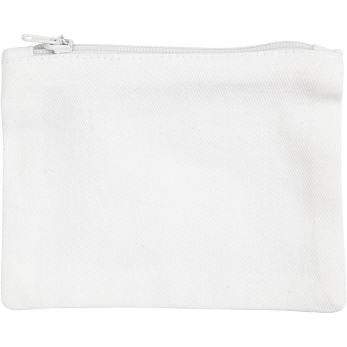 Portamonete in cotone, misura 9x12 cm, 210 g, bianco, 1 pz