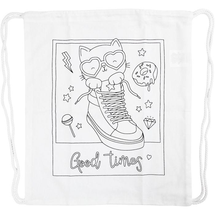 Borsa con chiusura a cordoncino, misura 37x41 cm, 130 g, bianco, 1 pz